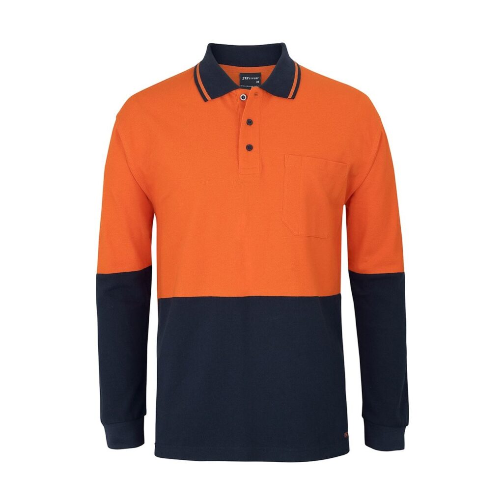 Hi Vis L/S Cotton Pique Trad Polo
