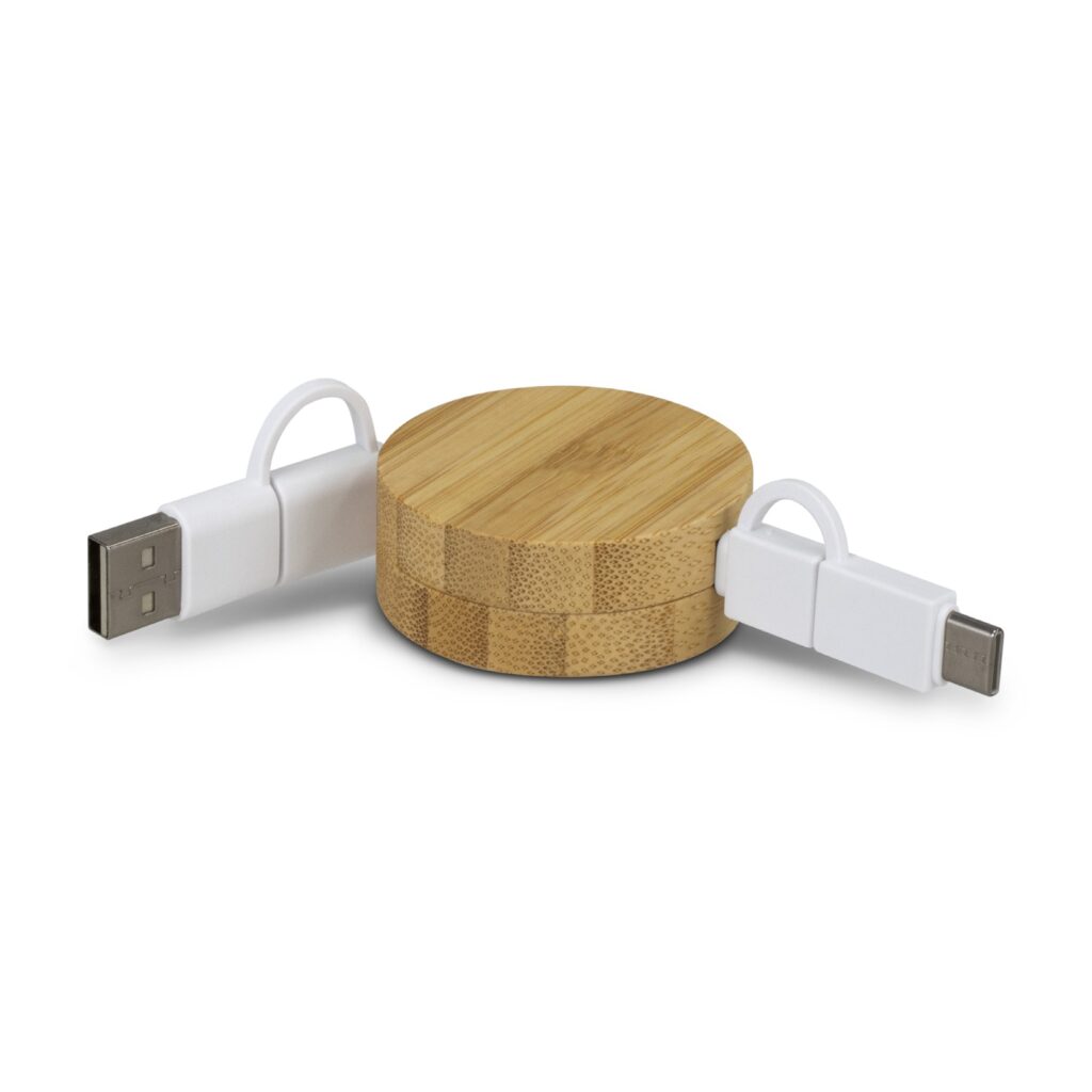 Bamboo Retractable Charging Cable