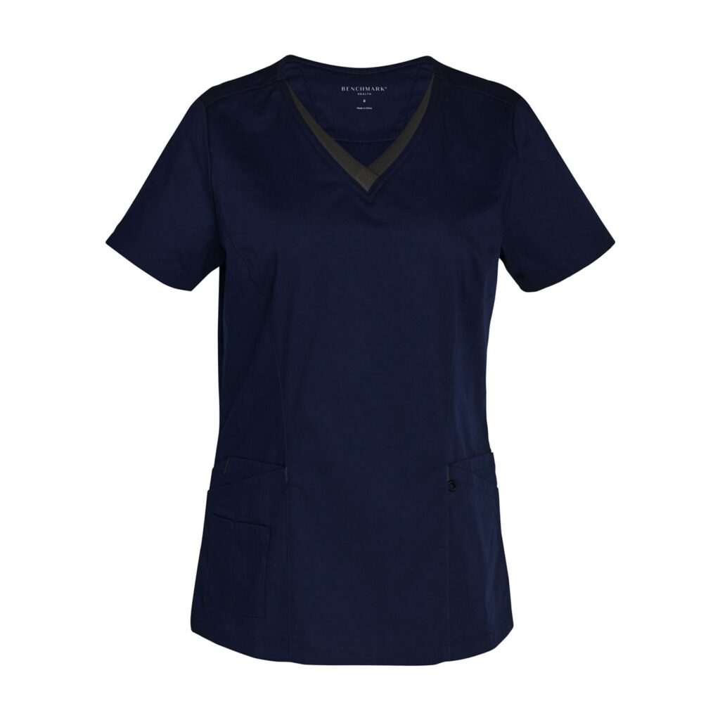 LADIES V-NECK CONTRAST TRIM SCRUB TOP